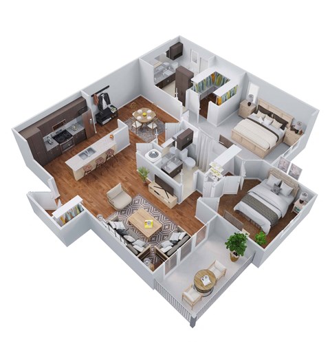 3D Floor Plan of Unit B6